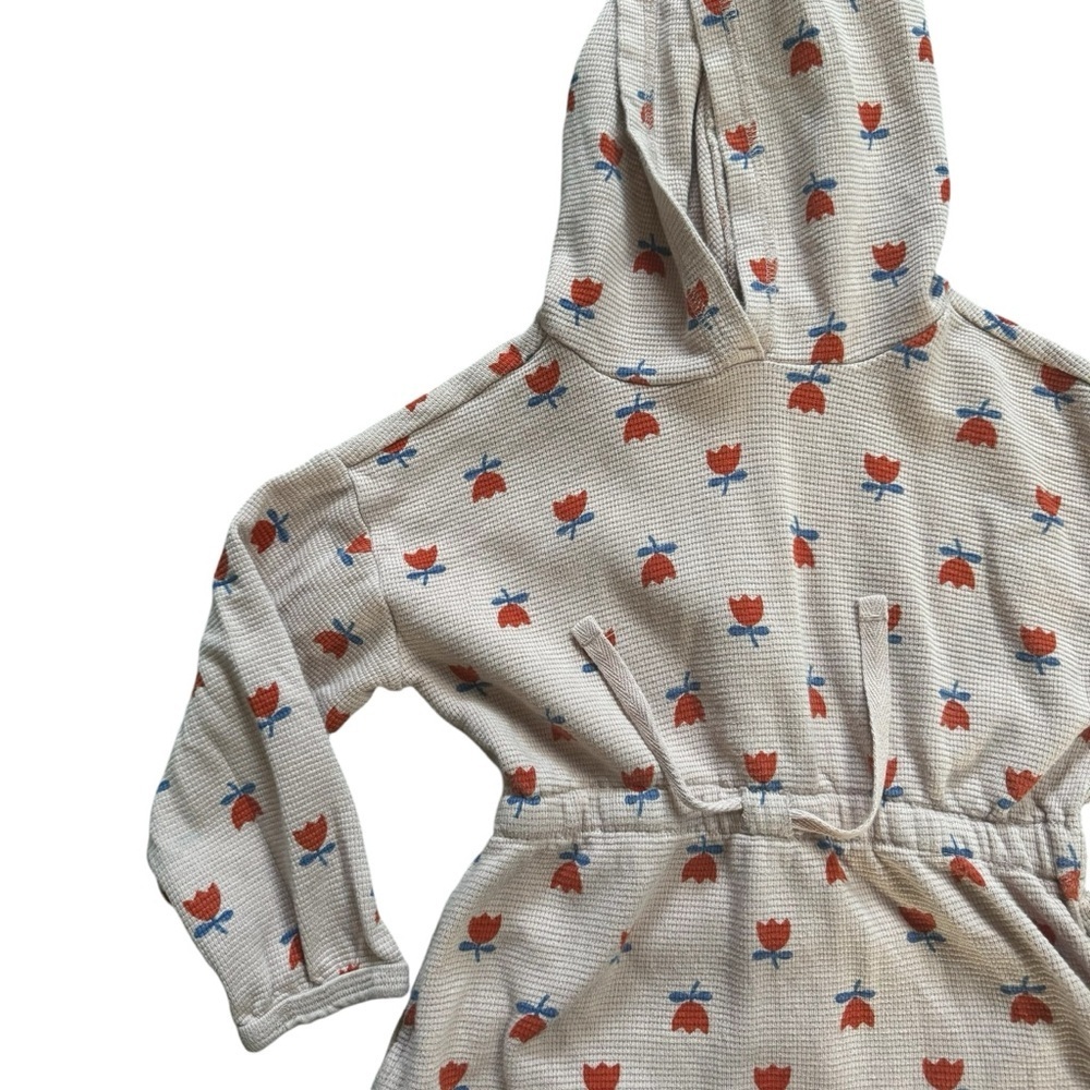 Hanna Andersson Girls Waffle Knit Hooded Top Size 4 Drawstring w/Pockets - Picture 3 of 6